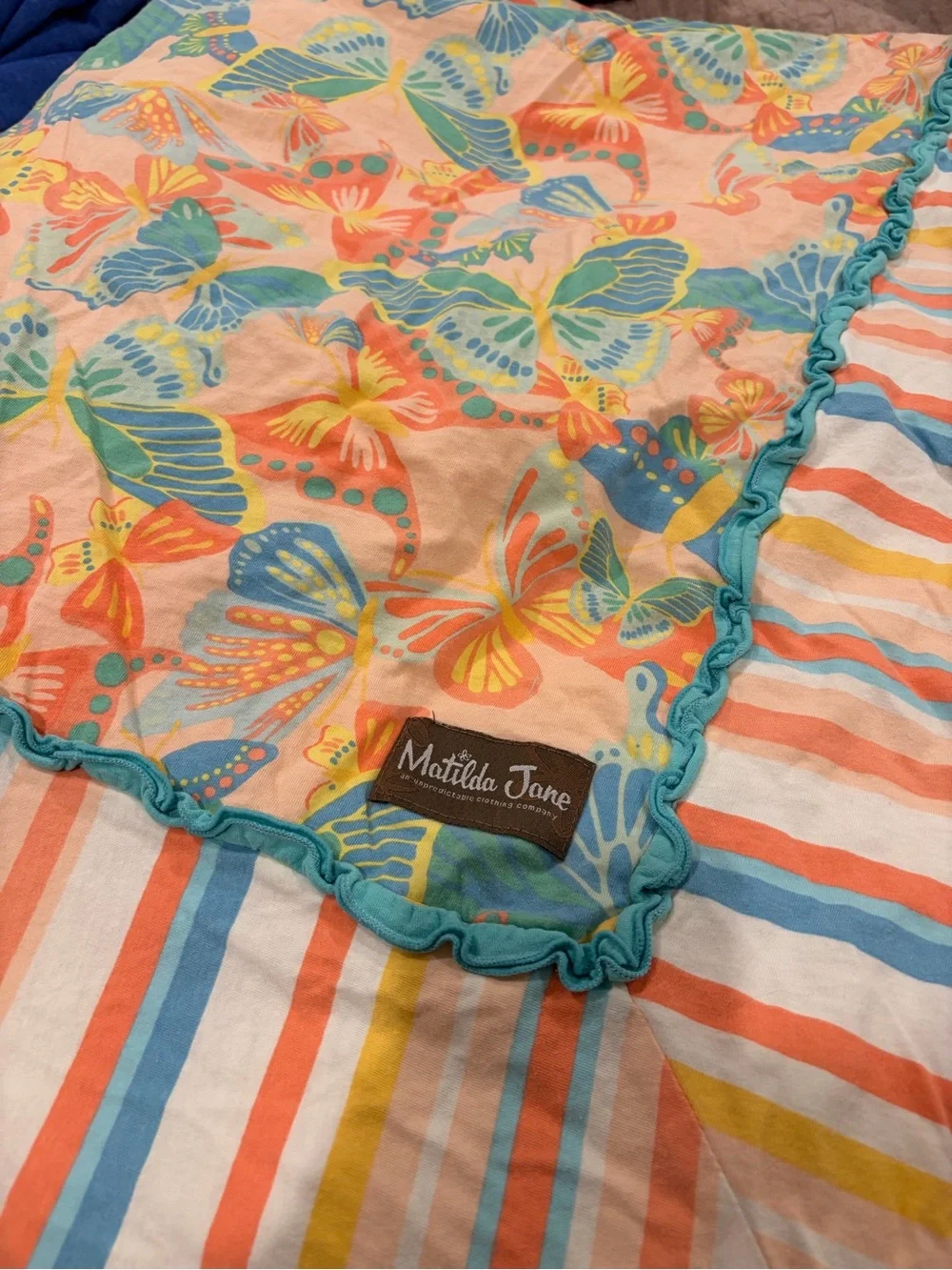 Matilda Jane Orange, Blue & Yellow Butterfly Baby Blanket